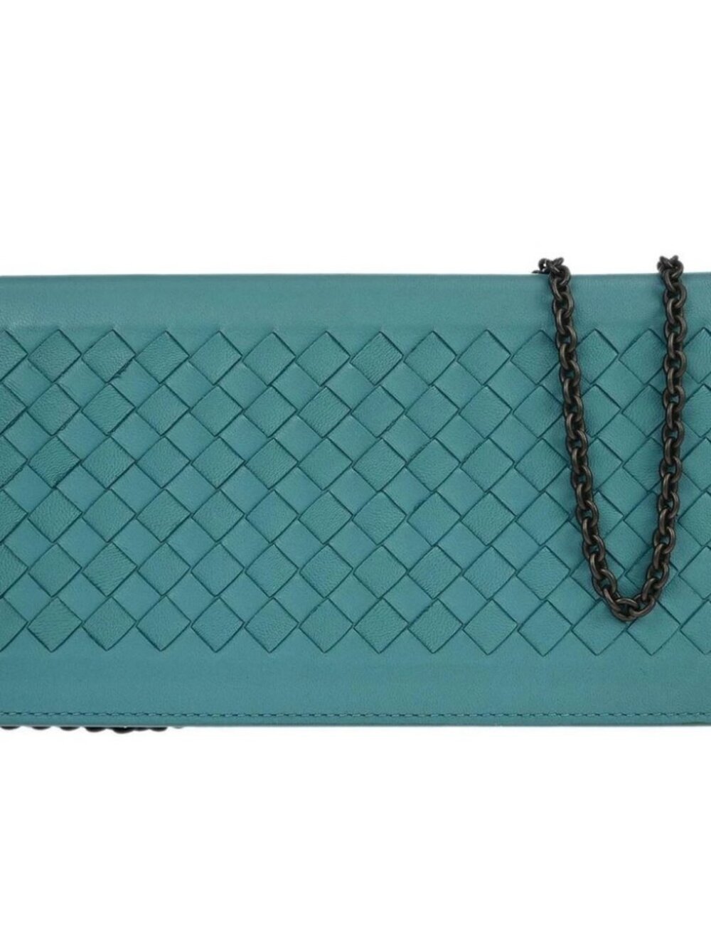 Bottega Veneta Blue Lambskin Intrecciato WOC Shoulder Bag
